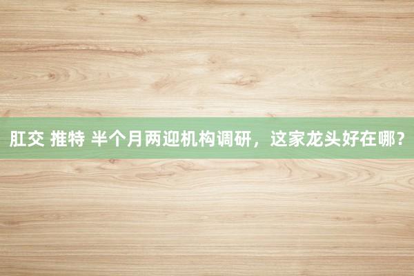 肛交 推特 半个月两迎机构调研，这家龙头好在哪？