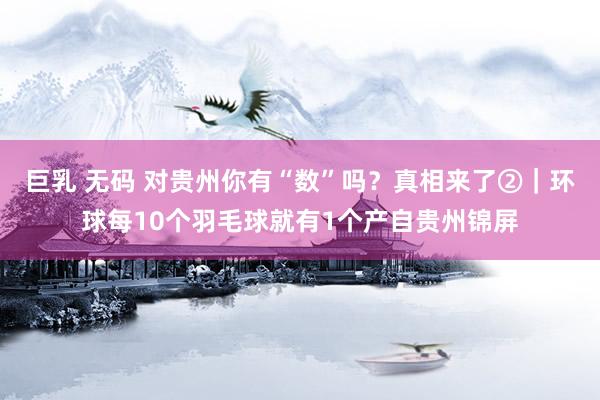 巨乳 无码 对贵州你有“数”吗？真相来了②｜环球每10个羽毛球就有1个产自贵州锦屏