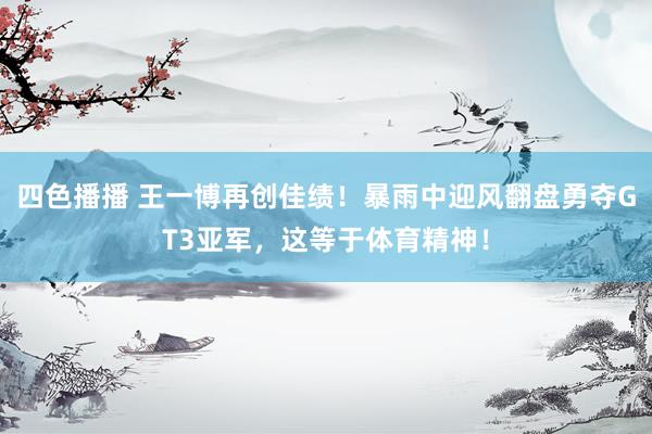 四色播播 王一博再创佳绩！暴雨中迎风翻盘勇夺GT3亚军，这等于体育精神！