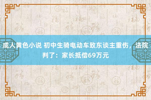 成人黄色小说 初中生骑电动车致东谈主重伤，法院判了：家长抵偿69万元